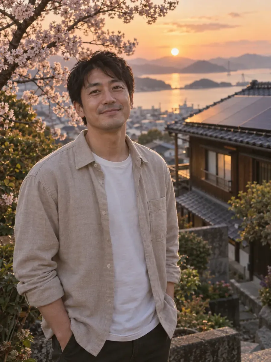Hiroshi Mori in his garden