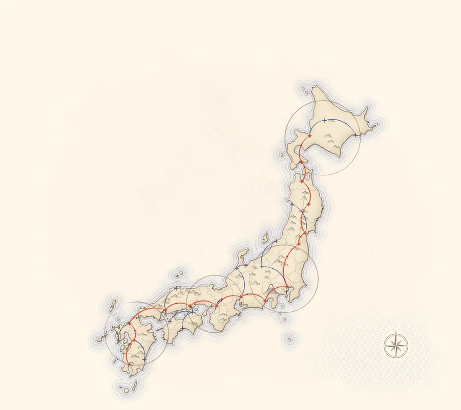 3D tile: the network map of Japan in ink